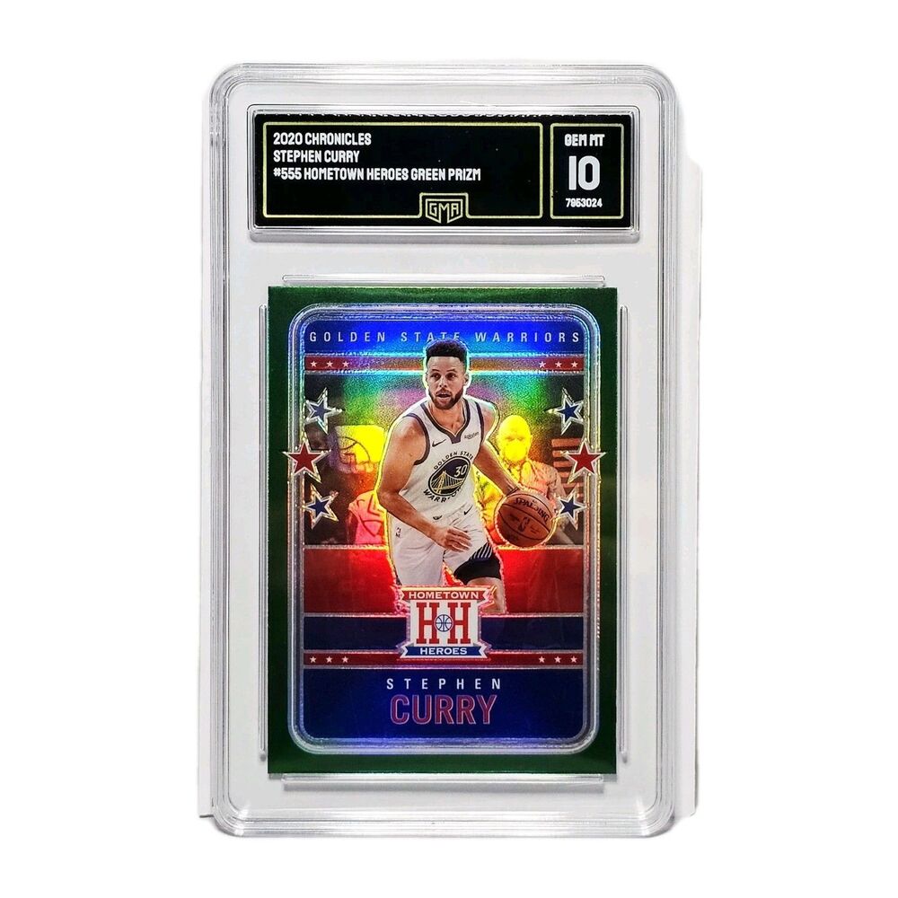 Steph Curry Panini Chronicles GEM MINT 10 Hometown Heroes Green Prizm #555 2021